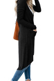 Solid Color Long Cardigan With Pockets