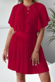 Bat sleeve Short Sleeve Ruched dress