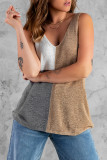 Apricot Color Block Knitted Tank Top