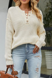 Button Down Texture Knit Pullover Sweaters