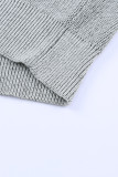 Gray Henley V Neck Hooded Sweater