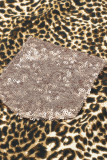 Leopard Print Sequin Pocket Long Sleeve Top