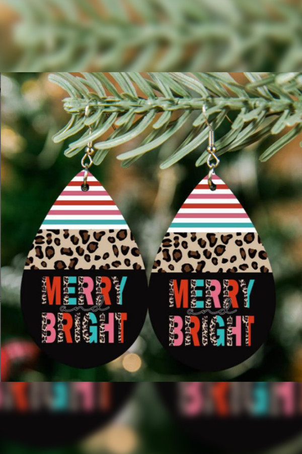 Leopard Stripes PU Earrings MOQ 5PCS