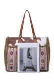 Aztec Cow Print Patchwork Tote Handbag MOQ 3PCS