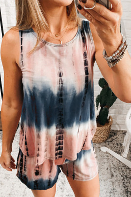 Tie Dye Tank Tops Shorts Longewear Two-piece Set