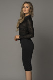 Black High Neck Lace Midi Dress