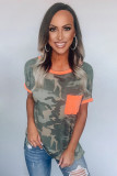 Coral Contrast Camo Tee