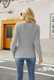 Plain Surplice V Neck Knit Sweaters