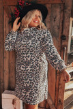 Plus Size Turtleneck Leopard Dress