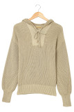 Green Henley V Neck Hooded Sweater