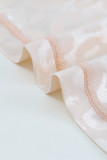 Apricot Leopard Print Satin Tie Knot Buttoned Shirt