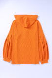 Orange Buttoned V Neck Drop Shoulder Waffle Knit Top