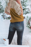 Turtle Neck Color Block Knit Sweaters
