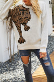 Tiger Pattern Tassle Knitting Pullover Sweater
