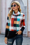 Red Plaid Turtle Neck Long Sleeve Sweatshirt