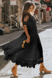 Black Luminous Dawn Lace Gown