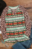 Leopard Western Aztec Leopard Patchwork Top