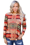 Aztec Leopard Back Long Sleeve Top