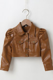Kid's Snap Button Short Length PU Jackets