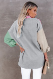 Gray Color Block Button Shirt with Pocket
