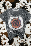 Sunflower & Horseshoe O-neck Short Sleeve Top Women UNISHE Wholesale