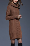 Turtleneck Cable Knitting Sweater Dress