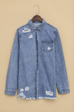 Blue Ripped Denim Jacket