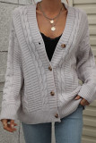 Open Front Button Cable Knit Cardigan