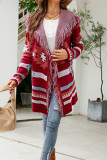 Aztec Tassel Hooded Front Open Cardigan