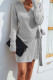 Long Sleeve Plain Waist Tie Split Sweater Dress