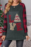 Red Plaid Christmas Print Long Sleeve Top