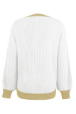 Lantern Sleeve Splicing Button Pullover Sweater