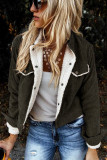 Green Snaps Pocketed Fleece Corduroy Jacket