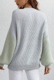 Color Block Plain Loose Pullover Sweaters