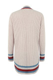 Front Open Colorful Stripes Cardigan With Pockets