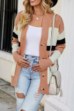 Color Block Open Button Knit Cardigans