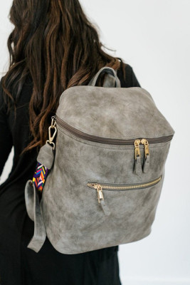Gray Double Pockets Backpack