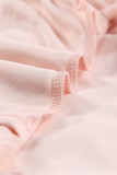 Apricot Swiss Dot Print Hollow Out Girl's T-shirt
