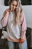 Pink Leopard Long Sleeve Hooded Sweatshirt