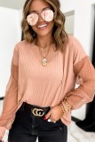 Pink Polka Dot Mesh Patchwork Long Sleeve Top
