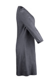 Plain V Neck Denim Dress