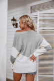 V Neck Wave Color Block Pullover Sweaters