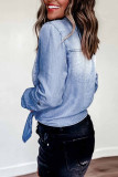 Blue Washed Pocketed Denim Shirt