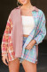 Pink Plaid Contrast Color Block Shirt