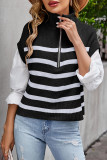 Zipper Stripes Knitting Sweater Vest