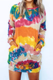 Multicolor Tie Dye Pocketed T Shirt Mini Dress