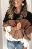 Loose Color Block Pullover Knitting Sweater Unishe Wholesale