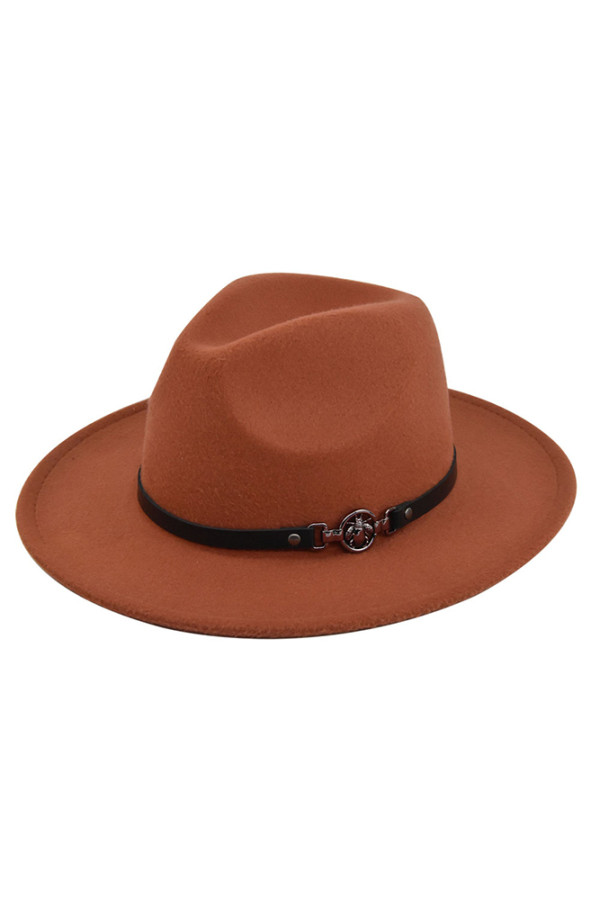 Flat Brim Woolen Jazz Hat with Belt Unishe Wholesale MOQ 3PCS