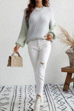 Color Block Plain Loose Pullover Sweaters