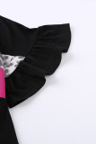 Black Leopard Color Block Short Sleeve Tee
